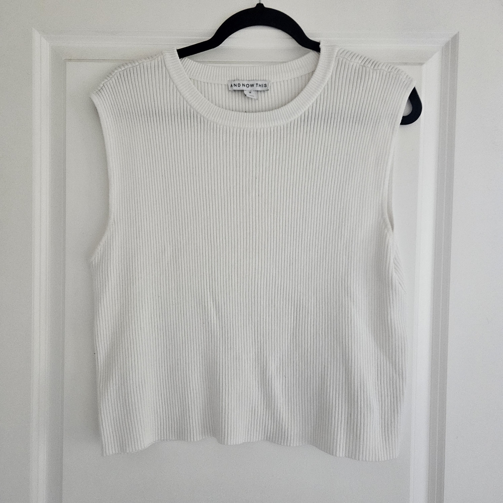 And Now This White Ribbed Knit Vest